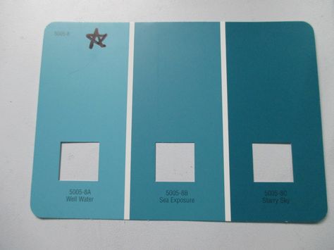 Valspar Paint in "well water" color.  Funny, well water I had was always a nasty rust color. Anyway, it's a nice calm color. Paint Colors Valspar, Turquoise Paint Colors, Turquoise Paint, Valspar Paint, Turquoise Painting, Well Water, Water Sea, Interior Paint Colors, Water Me