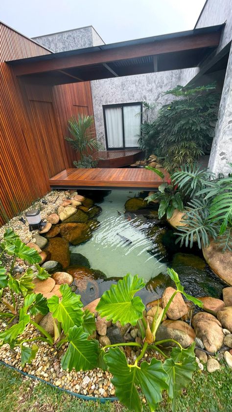 All Posts • Instagram Backyards Ideas, Indoor Water Garden, Natural Pond, Pond Design, Ponds Backyard, Giant Flowers, Garden Oasis, House Architecture Design, Garden Outdoor