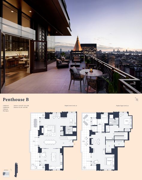 ROSE HILL New York Penthouse B 2 Story Penthouse Floor Plan, Penthouse Blueprints, Penthouse Plans Layout, New York Penthouse Floor Plans, Pent House Plan, Penthouse Floor Plan Luxury, Luxury Penthouse Apartment Floor Plans, Penthouse Plan, Penthouse Floorplan