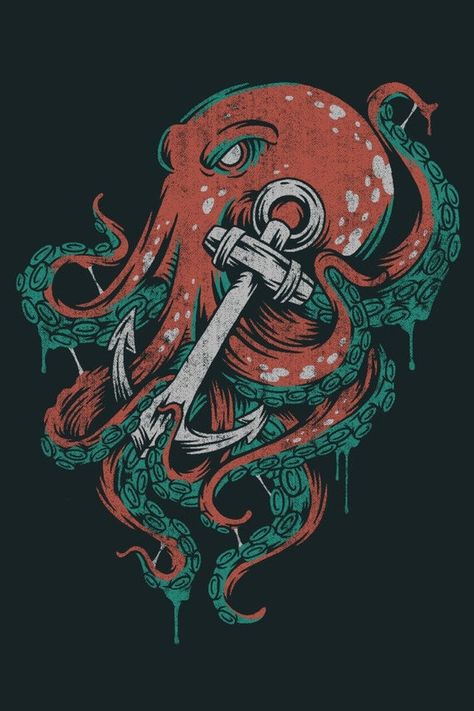 Octopus Heart, Sea Monster Art, Kraken Art, Octopus Tattoo Design, Vintage Octopus, Octopus Print, Spring Ideas, Key West Florida, Stock Art