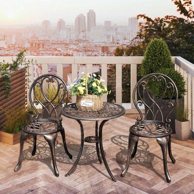 Porch Chairs, Bistro Furniture, Bistro Table Outdoor, Garden Coffee Table, Outdoor Patio Set, Outdoor Bistro Set, Aluminum Patio, Outdoor Patio Decor, Bistro Set