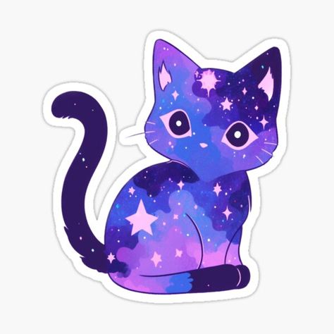 Celestial Purrfection: Experience the celestial enchantment of the “Celestial Purrfection sticker” Within the elegant cat silhouette lies a galaxy-filled realm of mystical aura and cosmic elegance. Let this sticker be a reminder of the perfect harmony between feline grace and celestial beauty. Cottagecore Stickers, Cat Galaxy, Garden Bathtub, Galaxy Aesthetic, Moon Stickers, Paws Cat, Sticker Design Inspiration, Aesthetic Galaxy, Galaxy Cat