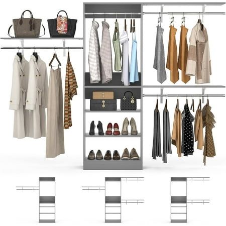 Walk In Closet Organizer, Diy Walk In Closet, Wood Closet Organizers, Wall Mounted Clothing Rack, Functional Closet, Organiser Son Dressing, Free Standing Closet, Closet Rack, Wardrobe Systems