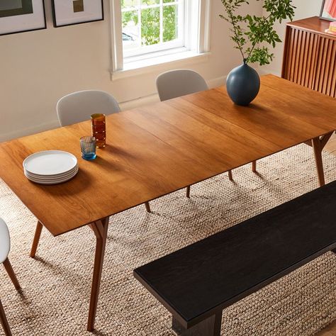 Mid-Century Expandable Dining Table (39"–92") | West Elm Dining Table Leaf, Kitchen Table Mid Century Modern, Dining Table Expandable, Cane Dining Set, Mid Century Modern Dining Room Chairs, Scandinavian Dinner Table, Mid Century Modern Dinner Table, Mid Century Modern Kitchen Table, Mid Century Modern Dining Room Table