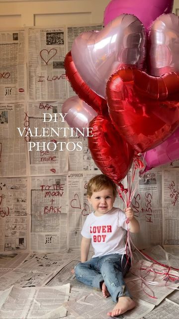 Boys Valentine Photoshoot, Valentines Day Newspaper Backdrop, Cute Valentines Pictures For Kids, Newspaper Valentines Photoshoot Kids, Valentines Diy Photo Backdrop, Valentine’s Day Diy Photoshoot, Valentines Photoshoot Toddler Boy, Kids Valentine Photoshoot Picture Ideas, Valentines Day Photo Backdrop Diy