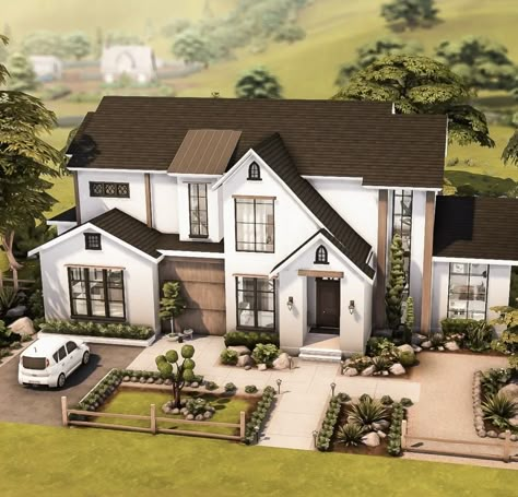 Sims 4 Hus, Boho Bloxburg House, Sims 4 Modern House, Bloxburg House Ideas Boho, Sims 4 Houses Layout, Lotes The Sims 4, The Sims 4 Lots, Sims Freeplay Houses, Muebles Sims 4 Cc