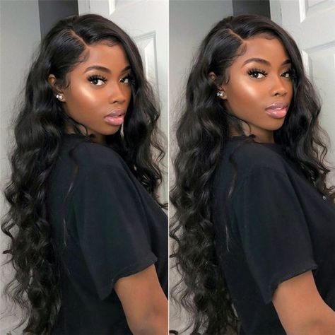 Brazilian Body Wave Hairstyles, Black Lace Wig, Body Wave Hairstyles, Wave Hairstyles, Black Hair Wigs, Hair For Black Women, Loose Waves Hair, Lace Fronts, Brazilian Body Wave