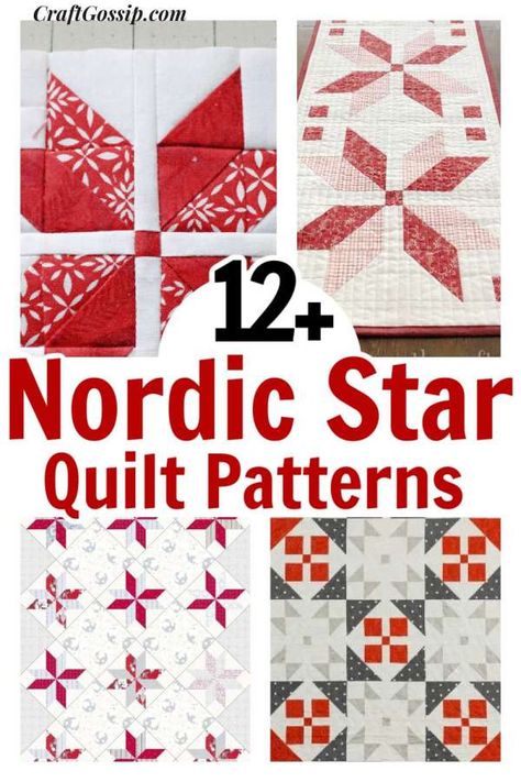 Norwegian Star Pattern, Winter Star Quilt Pattern, Scandinavian Quilts Patterns, Snowflake Quilt Block Pattern, Nordic Star Quilt Block, Nordic Quilt Patterns Scandinavian Design, Nordic Star Quilt Pattern, Red And White Quilts Patterns Free, New Quilt Patterns 2023