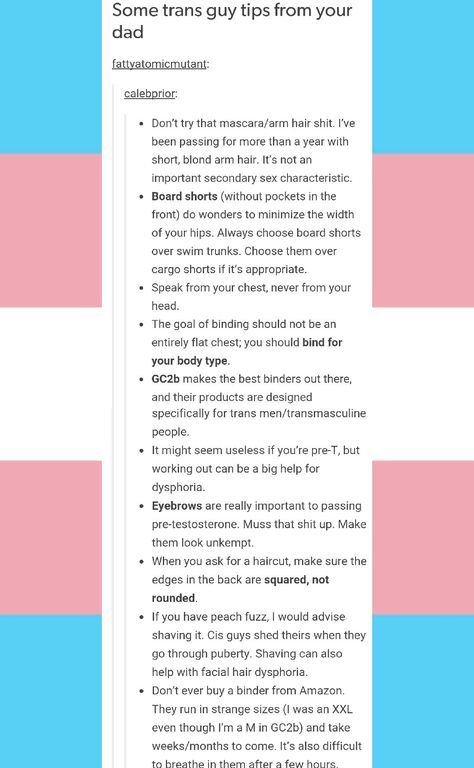 Some trans guy tips from your dad Trans Guy Tips, Ftm Tips, Guy Tips, Trans Boys, Trans Pride, A Silent Voice, Gender Identity, Lgbt Pride, Dating Site