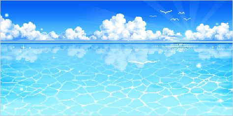 Beaches | Cute Kawaii Resources Ocean Gif, Pixel Kawaii, Gif Background, Pixel Art Background, Scenery Background, Dream Anime, Blue Anime, Anime Gifs, Anime Backgrounds Wallpapers