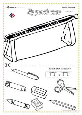 pencil case Pencil Case Crafts, School Objects, First Day Of School Activities, Kids English, English Lessons For Kids, Classroom Language, English Activities, School Worksheets, English Language Learning