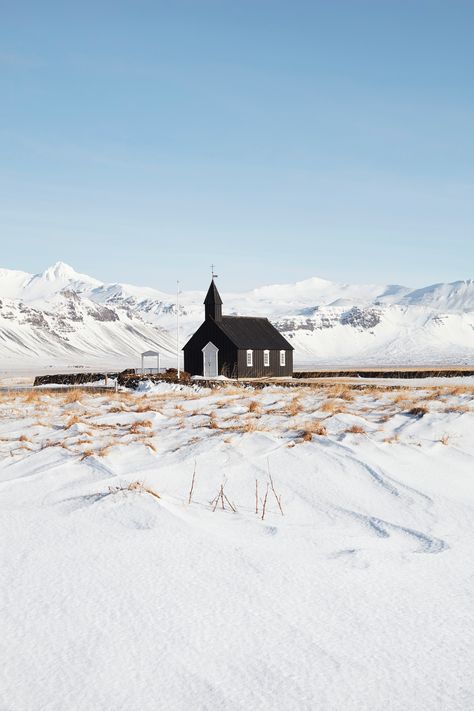 This 19th-century church is set on lava fields at Búðir in West Iceland, and hosts some 100 weddings a year. Jonathan gregson photography #iceland #church #snow Iceland Snow, Iceland Painting, Nordic Travel, Nordic Landscape, Africa Nature, West Iceland, Iceland Nature, Iceland Vacation, Iceland Trip