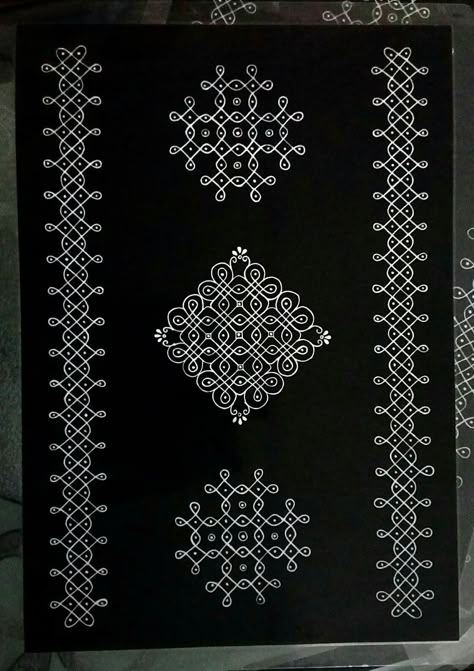 Handmade table mat Kolam Wall Painting, Kolam Designs Border, Sikku Kolam Border Designs, Muggulu Borders Design, Border Kolam Design, Kolam Border Designs, Pulli Kolam Design, Kolam Border, Border Kolam