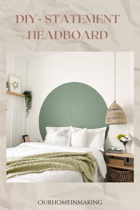 Headboards are perfect for any small bedrooms or guest rooms. They change the whole look of a room.Add one to your bedroom with this easy tutorial! #diybedroom #fauxheadboard #diywall #bedroomdesign #bedroomdecor #headboarddesign #wallpaint #bedroomideas White And Green Bedroom, Circle Headboard, Transformation Videos, Statement Headboard, Faux Headboard, Painted Headboard, Best Bedroom Paint Colors, Diy Wall Painting, Headboard Designs