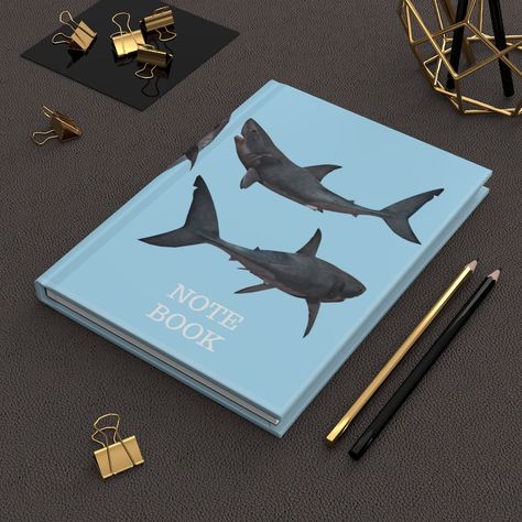 Shark Merch, Shark Things, Sea Journal, Work Notebook, Sharks Scary, Shark Stuff, Ocean Books, Journaling Notebook, Notebook Gift