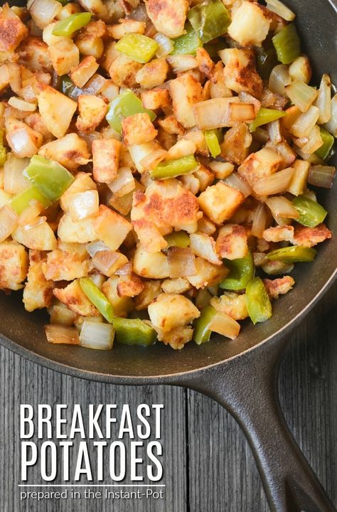 Breakfast Potatoes are an easy make-ahead recipe.  They’re prepared and seasoned in the Instant-Pot the night before, then browned and crisped the next morning.  They make a great brunch addition, or switch it up and enjoy breakfast for dinner!  #vegan #veganbreakfast #veganrecipes #breakfastpotatoes via @WYGYP Breakfast Potatoes Recipe, Instant Pot Breakfast, Potato Breakfast Recipes, Vegan Instant Pot Recipes, Dinner Vegan, Breakfast Recipes Sweet, Vegan Brunch, Breakfast Potatoes, Diced Potatoes