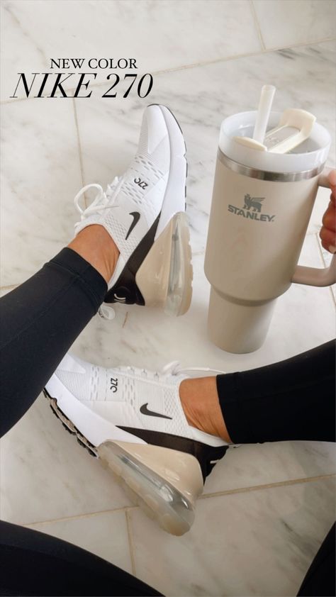 Nike Fall Shoes, Womens Casual Sneakers Outfit, Nike Shoes Women Workout, How To Style Nike Air Max 270 Outfits, Gym Sneakers Women Workout Outfits, Jeans And Gym Shoes Outfits, Trendy Womens Sneakers 2023, Womens Tennis Shoes 2023, Workout Tennis Shoes For Women