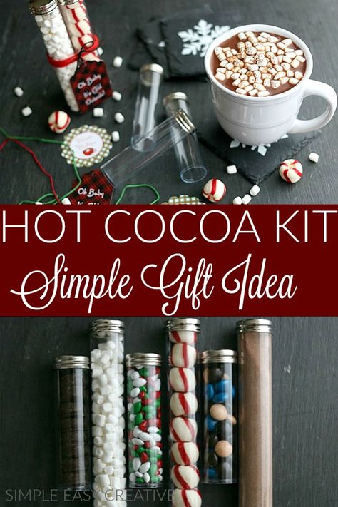 Hot Cocoa Kit :: Simple Gift Idea #christmasgiftidea #teachergift #hotcocoakit Christmas Gift Homemade, Hot Cocoa Kit, Creative Homemade Gifts, Gift Homemade, Hot Cocoa Gift, Diy Hot Chocolate, Cocoa Gift, Hot Chocolate Gifts, Hot Chocolate Gift