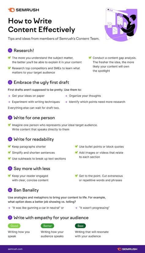 7 Tips for Writing Content Effectively | Infographic Writing Infographic, Content Ideas For Instagram, Content Creation Ideas, Learn Marketing, Graphic Design School, Tips For Writing, Thought Experiment, Work Skills, Social Media Marketing Business