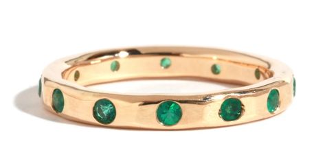 Cool Wedding Bands Women, Low Profile Wedding Ring, Grass Green Color, Nail Party, Thick Gold Band, Emerald Band Ring, Grandmillennial Style, Emerald Wedding Band, Eclectic Jewelry