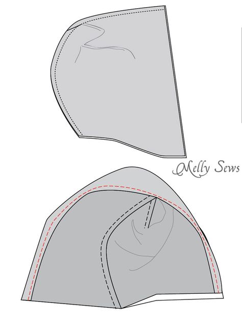 Step 2 - Zippy Jacket Pattern by Blank Slate Patterns - How to add a hood to a shirt or sweatshirt - with FREE pattern - Melly Sews Hood Pattern Sewing, Hoodie Sewing Pattern, Women's Sewing Patterns, Melly Sews, Hood Pattern, Blank Slate, Jacket Pattern Sewing, A Jacket, Womens Sewing Patterns