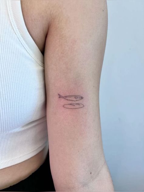 Loaves And Fish Tattoo, Fishes And Loaves Bible Tattoo, Love Them Anyway Tattoo, Abba Father Tattoo, Loaves And Fishes Tattoo, Christian Tattoos Aesthetic, Tattoo Arm Placement For Women, Jehovah Jireh Tattoo, Christian Fine Line Tattoo