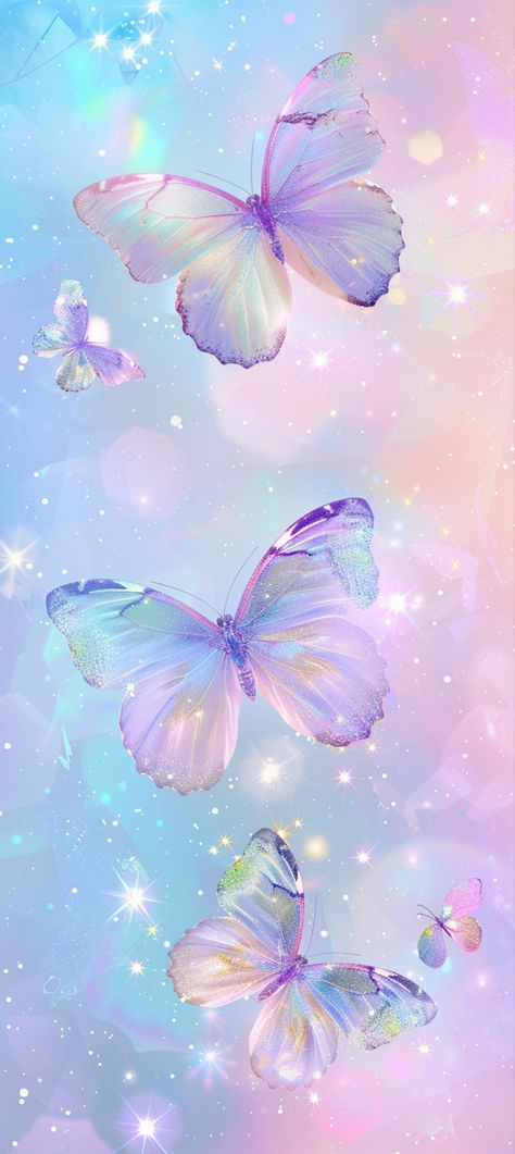 Transform your iPhone into a portal back to the Y2K era with our ‘Butterfly Dreamland’ wallpaper. This design features vibrant, holographic butterflies with neon accents, floating across a dreamy background of soft pastel colors with an iridescent effect. Detailed 3D butterflies twinkle among sparkles and stars, creating a dynamic and nostalgic look. The subtle gradients enhance the modern yet retro vibe, perfect for adding a touch of whimsy and color to your device. #Y2KButterflies #HolographicWallpaper #NeonAccents #PastelIridescent Sparkle Butterfly Wallpaper, Pastel Butterfly Wallpaper, Pink Wallpaper Butterfly, Butterfly Phone Wallpaper, Holographic Aesthetic, Dreamy Background, Holographic Wallpapers, Cute Food Wallpaper, Holographic Background