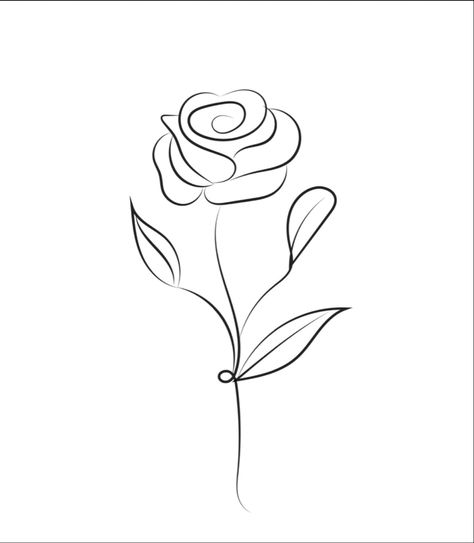 Roses Simple Drawing, Simple Rose Line Drawing, Black And White Rose Drawing, Roses Sketch Drawing, Rose Doodle Simple, Flower Line Art Simple, Simple Rose Tattoo Design, Priceless Tattoo, Rose Simple Drawing