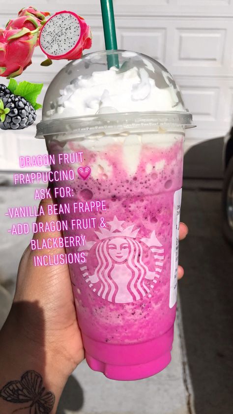 If you’re gonna repost TAG ME #Starbucks #starbucksdrinks #frappuccino #coffeedrinks Dragon Fruit Frappuccino, Vanilla Bean Frappe, Resep Starbuck, Copo Starbucks, Starbucks Hacks, Starbucks Secret Menu Recipes, Starbucks Drinks Diy, Secret Starbucks Recipes, Iced Starbucks Drinks