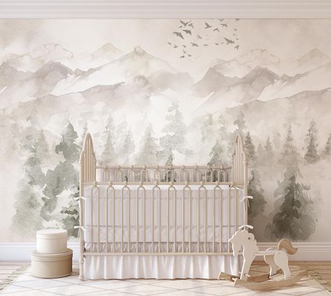 Morning Forest, Scenic Wallpaper, Nursery Mural, Wallpaper Project, Nursery Room Design, Nursery Room Inspiration, Forest Wallpaper, Wallpaper Peel And Stick, Smooth Walls