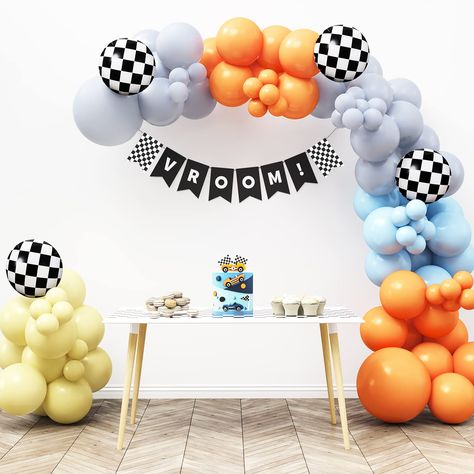 PRICES MAY VARY. CARS PARTY DECORATIONS: Make your own wonderful backdrop, centerpieces & jaw-dropping entryways with our race car birthday party supplies. The perfectly sized race car balloons in a race car party decorations kit come in 4 different colors that match perfectly. HIGH-QUALITY MATERIAL: Made of durable latex, our car themed birthday party decorations balloons are not going to burst in the middle of your party like ordinary balloons. The white red black yellow balloons in our two fa Car Balloon Garland, Fast Birthday Decorations, Two Fast Two Furious, Race Car Birthday Decorations, Car Balloon, Race Car Party Decorations, Two Fast Birthday, Cars Birthday Party Decorations, Car Birthday Theme