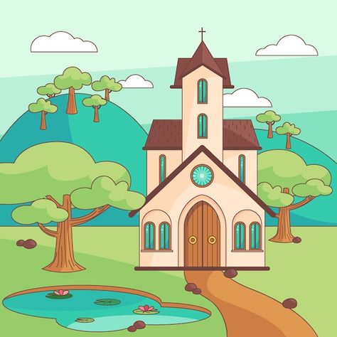 Free vector hand drawn church building i... | Free Vector #Freepik #freevector #church-building #church #illustrations #hand-drawn-illustration Ideal Community Drawing, Community Drawing, Church Drawing, Ideal Community, Craft Drawing, Building Illustration, Church Building, Drawn Illustration, Vector Hand