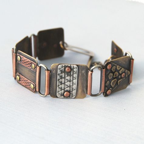 Explore Cyndiesmithdesigns' photos on Flickr. Cyndiesmithdesigns has uploaded 413 photos to Flickr. Riveted Jewelry, Rivet Jewelry, Mixed Metal Bracelet, Cold Connections, Fold Forming, Matching Couple Bracelets, Mixed Metal Bracelets, Copper Jewellery, Metal Smithing