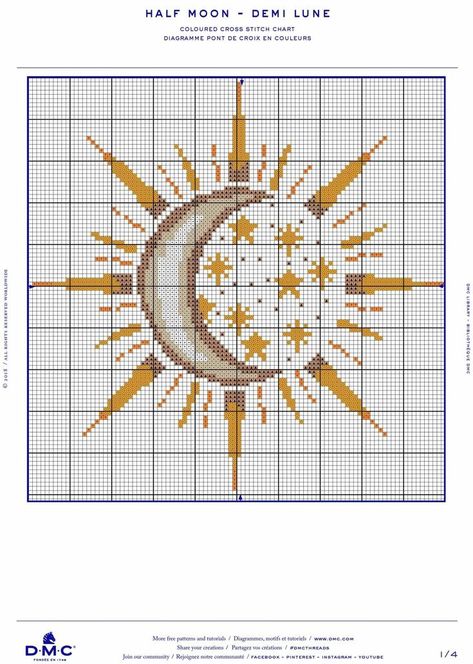 Two Color Cross Stitch, Sun And Moon Cross Stitch Pattern, Cat Cross Stitch Patterns Free Printable, Alternative Cross Stitch, Sun And Moon Crochet Pattern, Embroidery Sun And Moon, D&d Cross Stitch, Sun Moon Crochet, Free Cross Stitch Patterns Vintage