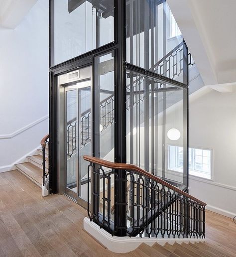 Window Remodel, Stair Elevator, Elevator Interior, Elevator Design, Glass Elevator, Modern Villa Design, Remodeling Mobile Homes, Luxury Office, Modern Stairs