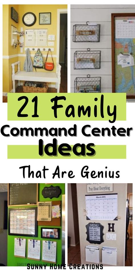 Kitchen Wall Organizer Ideas, Diy Command Center Wall For Busy Moms, Family Planner Station, Entry Command Center Wall, Command Board Ideas, Family Organizing Wall, Mom Desk Command Centers, Small Home Command Center, Corner Command Center Ideas