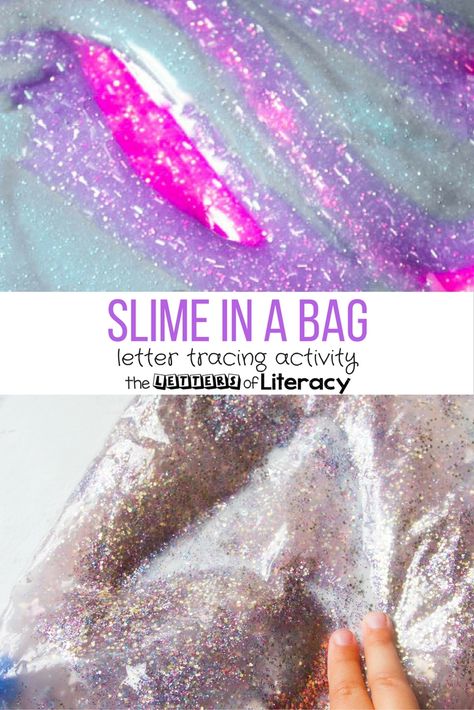 This slime in a bag letter tracing activity is so much sensory fun for… Slime In A Bag, Kindergarten Sensory, Sensory Play Recipes, Kindergarten Alphabet, Alphabet Activities Kindergarten, Tracing Activity, Slime Recipes, Sensory Bags, Preschool Alphabet