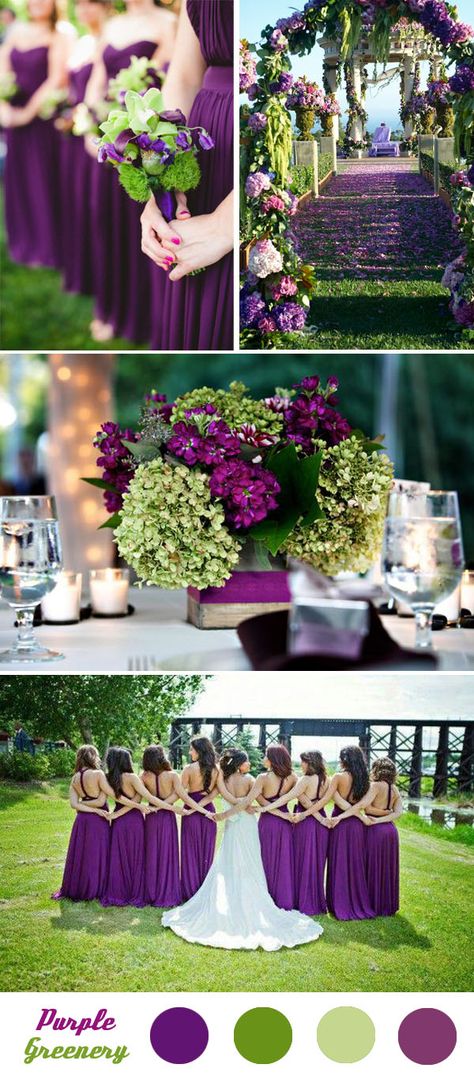 green and purple summer and spring wedding color ideas حفل توديع العزوبية, Wedding Color Palette Summer, Purple And Green Wedding, Wedding Color Scheme, Wedding Themes Spring, Wedding Themes Summer, Wedding Colors Purple, Wedding Colour, Spring Wedding Colors