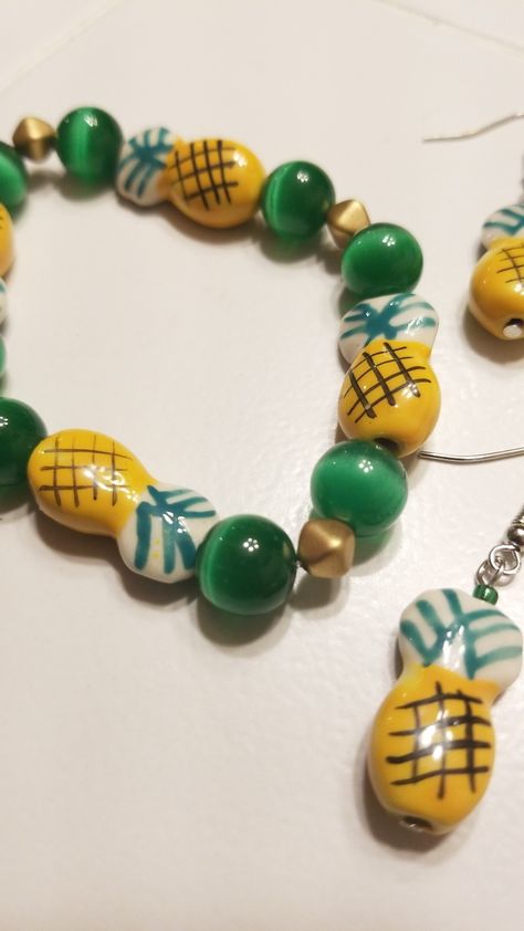 Pineapple Bracelet, Handmade Earrings, Pineapple, Beaded Bracelets, Bracelet