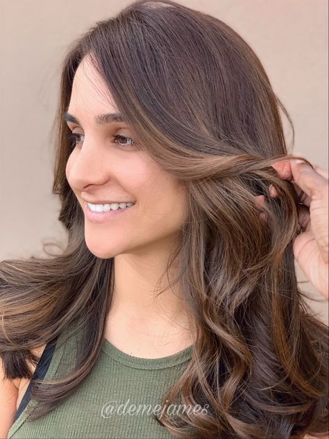 This is Christina’s first time getting color. She brought a pic of #kimkardashian “Cold Brew” #ombrecolor for reference. We started of with just some face framing #ombrebalayage #hilights and lifted her natural color from a dark brown..to a milk chocolate brown!   #hilites #brunettehair #brownhair #brunettebalayage #ombre #ombrehair #balayage #balayagehair #balayageombre #balayagehighlights #hair #hairstylist #haircolor #hairinspo #hairtransformation #hairinspiration #brownombre #demejames Balayage Brunette, Brown Ombre, Ombre Balayage, Balayage Highlights, Ombre Color, Face Framing, Brunette Hair, Hair Transformation, A Pic