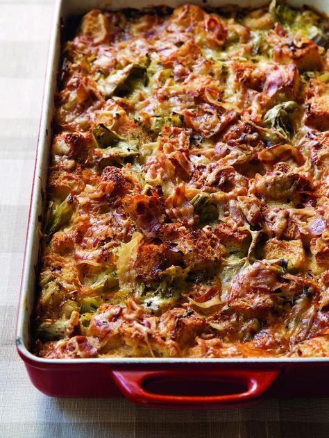 Recipe: Ina Garten's Leek & Artichoke Bread Pudding | The Leonard Lopate Show | WNYC Artichoke Bread Pudding, Artichoke Bread, Savory Bread Pudding, Best Ina Garten Recipes, Puding Roti, Savory Bread Puddings, Ina Garten Recipes, Artichoke Recipes, Savory Bread