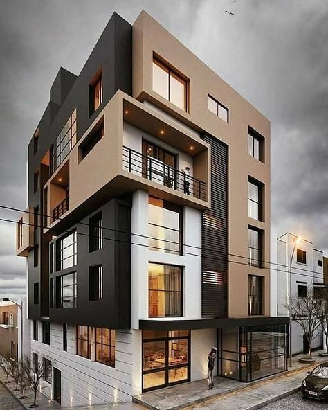 Modern apartment building  Follow @idreamhouse for more  #architecture #casa #architexture #архитектура #exterior #arquitectos #arquitetura… Apartment Building Exterior, Modern Appartement, Modern Residential Architecture, Apartments Exterior, Apartment Exterior, Modern Apartment Design, Facade Architecture Design, Modern Architecture Building, Apartment Architecture