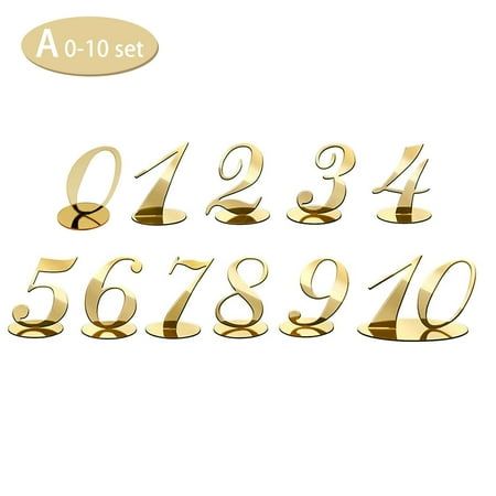 Description: Material: Plastic Size:8.5*6*0.15cm/3.32*2.34*0.06inches Color:gold 1.One Set: the package comes with10 sets of wedding gold table numbers, including 10 numbers and 10 bases, numbered 1-10 and 11-20, which can meet your daily use needs; 2 x 8 cm, and the digital height is about 3.3 inches 2.Exquisite design: designed with double-sided mirror, these wedding reception table numbers are made of environmentally friendly plastic, modern and elegant, making your wedding party more elaborate, which will bring you and your guests a different experience. 3.Freestanding Displays: In order to avoid breakage of these gold wedding table numbers, the numbers and bases need to be assembled by you; What's more, the bases come with slot design so you can install them easily, no glue needed. 4. Reception Aesthetic, Tall Table Numbers, Wedding Seating Table, Wedding Table Name Cards, Gold Table Numbers Wedding, Wedding Party Centerpieces, Table Number Stands, Wooden Table Numbers, Gold Table Numbers