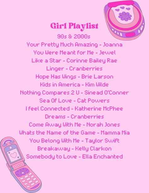 Girly Music Playlist, Early 2000s Girly Aesthetic, Girly Spotify Playlist, Girly 2000s Aesthetic, Girly Playlist Names, 2000s Names, 2000s Girly Aesthetic, 2000s Playlist Cover, Girly Y2k Aesthetic