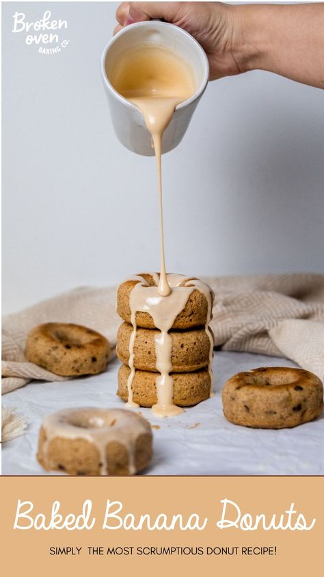 The surprise flavor combination of a baked banana donut with peanut butter and honey glaze will get your tastebuds dancing. Looking for a way other than banana bread to use up those bananas that have gone brown from just sitting on your counter? This banana baked donut recipe is the perfect solution! The baked donuts are moist, flavorful, and slightly healthier than your average donut! Topped with a sweet peanut butter and honey glaze that makes the perfect flavor pairing. Glaze Frosting, Peanut Butter And Honey, Food Photography Lighting, Baked Donut, Food Photography Dessert, Food Photography Composition, Fried Donuts, Food Videography, Food Photography Tutorial