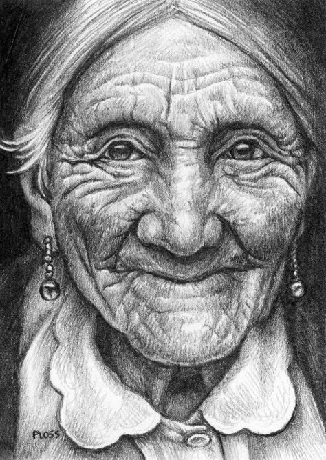 Minnie , Love this old woman's face .. Warm eyes !! Colouring for adults Face Portraits Paintings, Old Lady Sketch, Old Lady Drawing, Face Pencil Sketch, Realistic Pencil Drawings, 15 April, 얼굴 그리기, Old Faces, Face Sketch