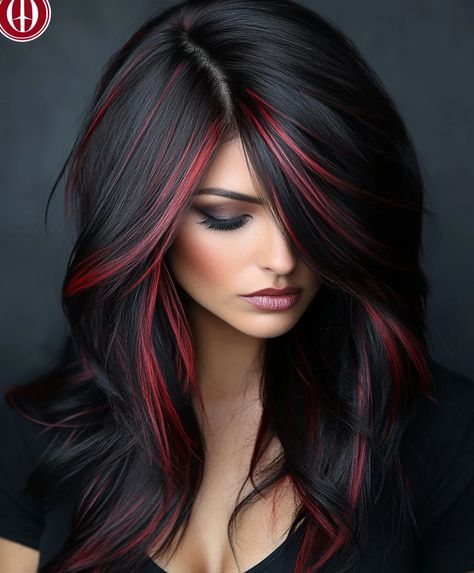 Top 51 Fall Hair Colors for Dark Hair: Bold & Beautiful Ideas - AskNaij Hair Colour Fall 2024, Dark Color Hair Dye, Hair Colors For Tan Skin And Brown Eyes, Black Hair Color With Highlights, Dark Red And Blonde Hair, Hair With Honey Highlights, Streak In Hair, Dark Caramel Hair, Honey Highlights