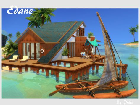 philo's Edane (No CC) Sims 4 Beach House, Sims4 House, Terracotta Floors, The Sims 4 Lots, Sims Builds, David Sims, Sims Ideas, Sims 4 Downloads, Sims Four