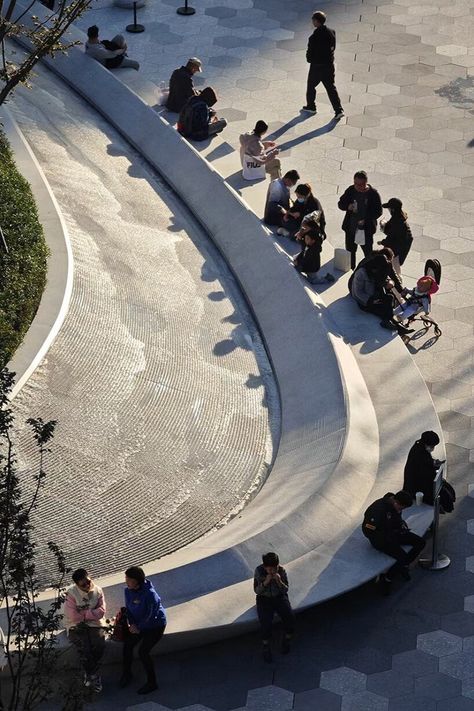 ocean wave-like paving by zaha hadid architects sweeps over chinese plaza renovation Landscape Plaza, Public Plaza, Custom Water Feature, Paving Design, Renovation Architecture, Timeless Architecture, Public Space Design, Landscape Concept, Zaha Hadid Architects