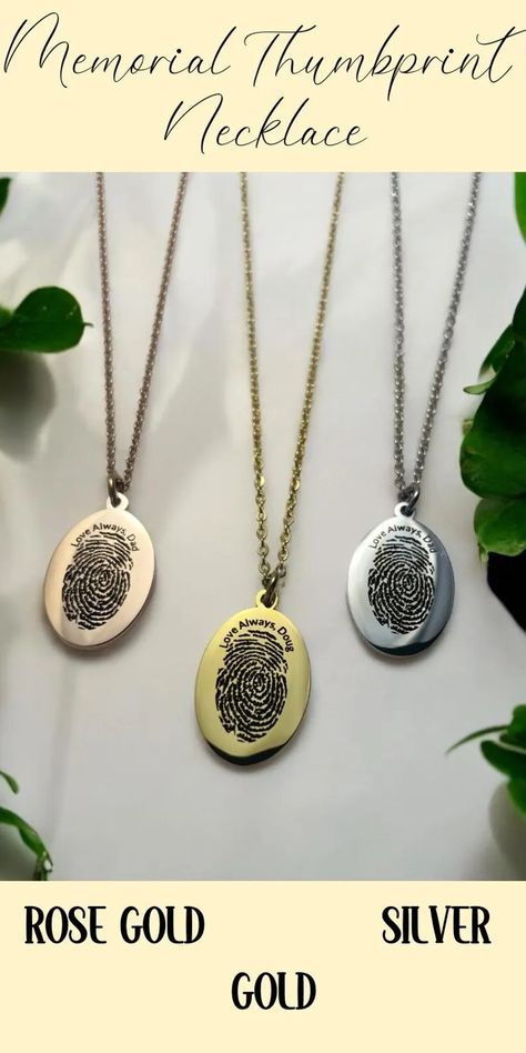 Thumbprint Memorial Necklace Thumbprint Necklace Memorial Gift Necklace Personalize Thumbprint Jewelry Fingerprint Necklace Custom Memorial - Etsy Thumbprint Jewelry, Thumbprint Necklace, In Loving Memory Gifts, Thumb Print, Engraving Ideas, Fingerprint Necklace, Thumb Prints, Custom Memorial, Bereavement Gift